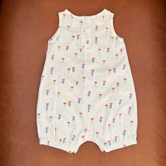 Nordstrom Baby Ivory Organic Cotton Knit Pristine Stems Print Romper 3 Month - Picture 2 of 2